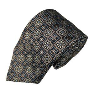 Pronto-Uomo Couture Men's Gold Turquoise 100% Silk Long Handmade Necktie Tie